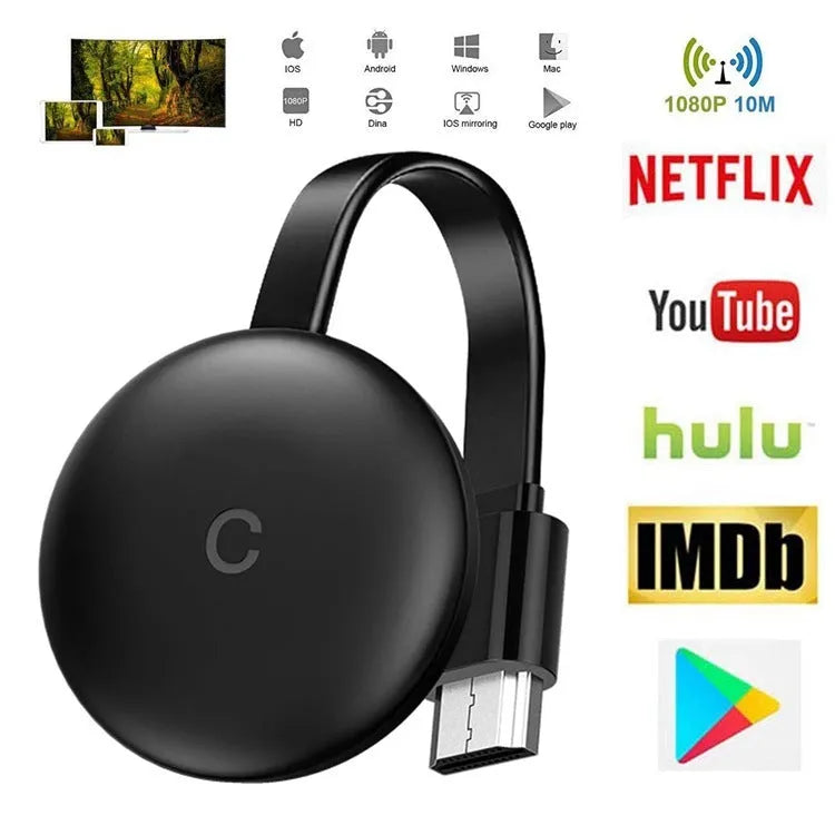 Black G12 wireless display adapter with HDMI connector, 2.4G, 4K, for TV and projector