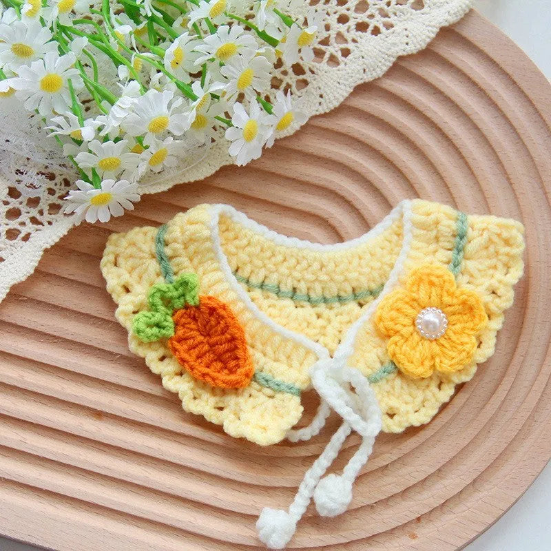 Handmade cotton embroidery scarf for small dogs with collar attachment in various colour options