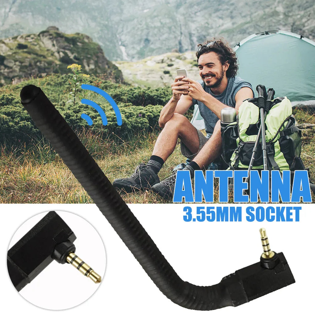 Black mobile phone signal booster antenna with magnetic mounting base, 13.6 cm long for 4G LTE networks
