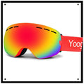Adult double-layer anti-fog ski goggles with polycarbonate lens and silicone strap for skiing and cycling