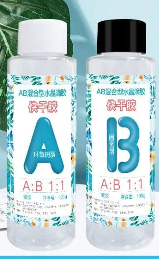 Quick Curing AB resin bottles for DIY jewellery making and craft projects