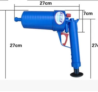 Plastic drain blaster gun with four suction adaptors for clearing hair and vegetable blockages