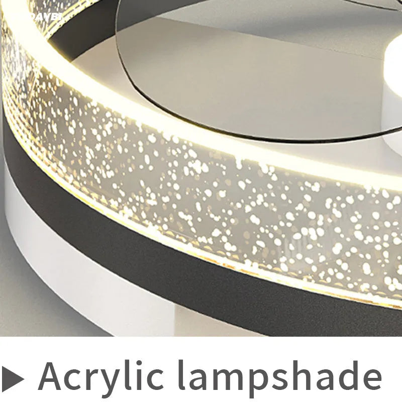 Nordic style children's room ceiling lamp with fan and LED light in iron construction