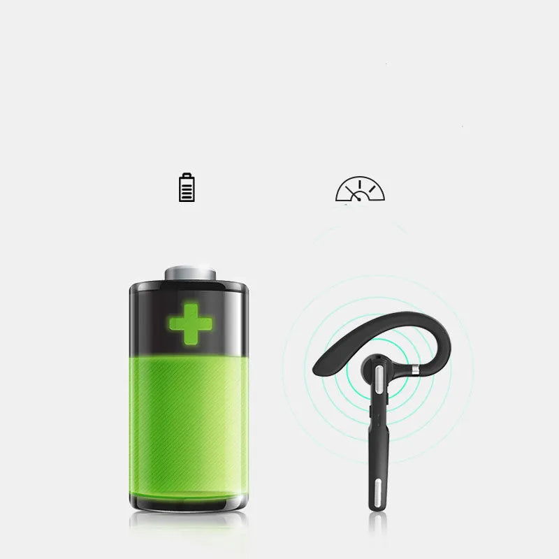 Black mono Bluetooth headset with over-ear hook and active noise cancellation, IPX6 waterproof rated