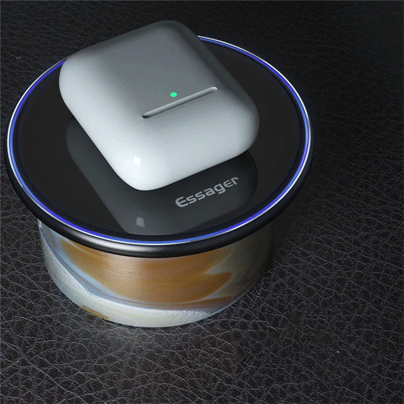 Black or white aluminium alloy wireless charging pad with LED status light