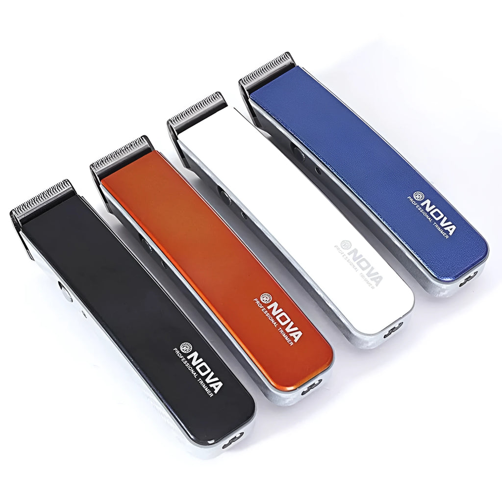 Electric hair clipper with removable blade in multiple colour options on a white background
