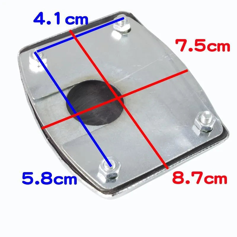 Universal motorcycle brake pedal skid plate in metal with three style options