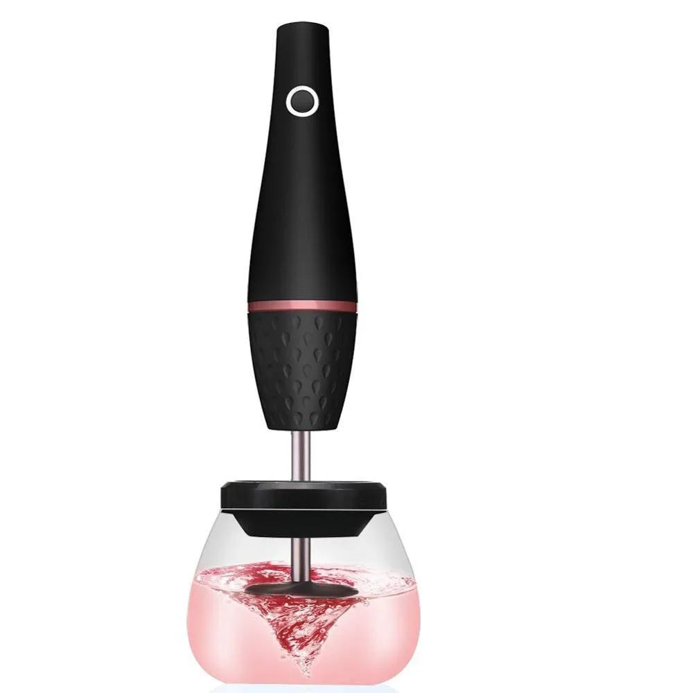 Black electric makeup brush cleaner with ABS body and rechargeable charging power source