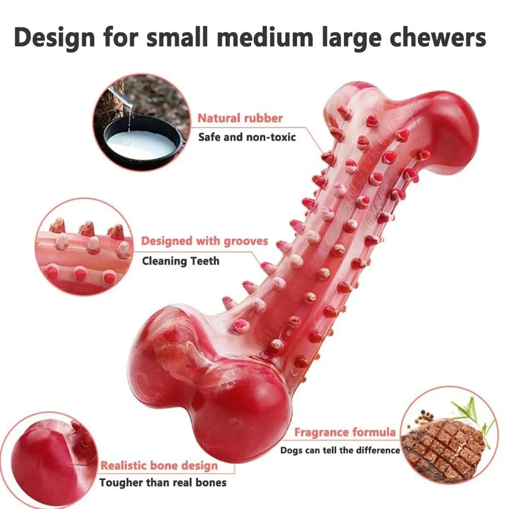 Red natural rubber heavy duty chew toy for aggressive dogs and powerful chewers