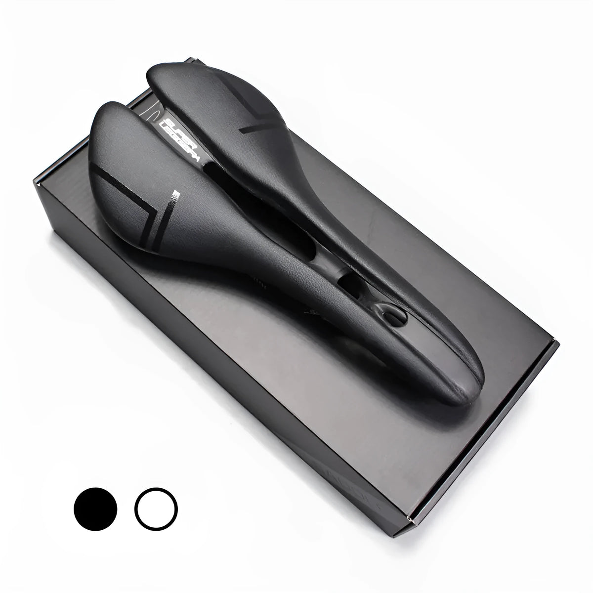 Carbon fibre bicycle saddle 278x130mm approximately 114g with central cutout, Microfeel cover, Black White or White