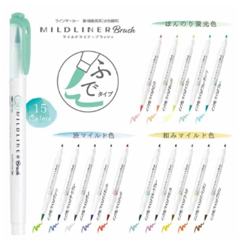 Double-sided highlighter pens showing soft tip and round tip ends with multiple colour variations