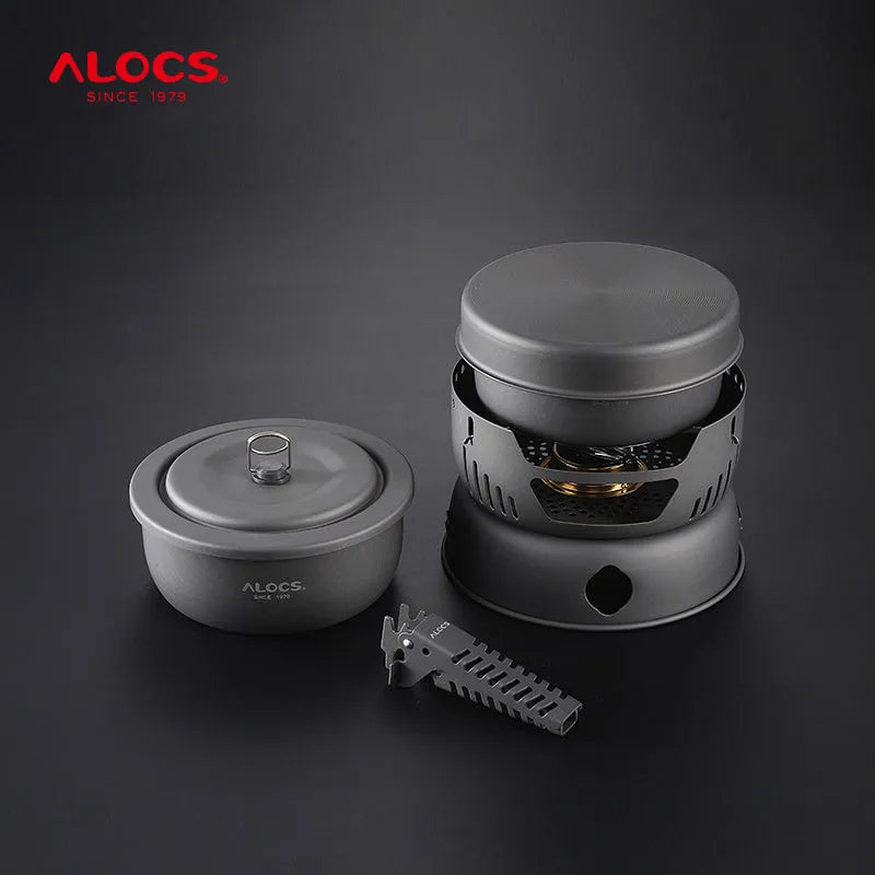 Alocs aluminium outdoor pot set for camping and hiking, supplied as a pot set