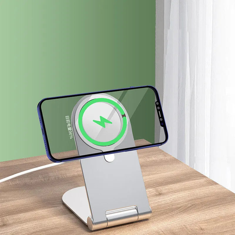 Silver vertical adjustable magnetic phone bracket for iPhone 12 with aluminium alloy construction