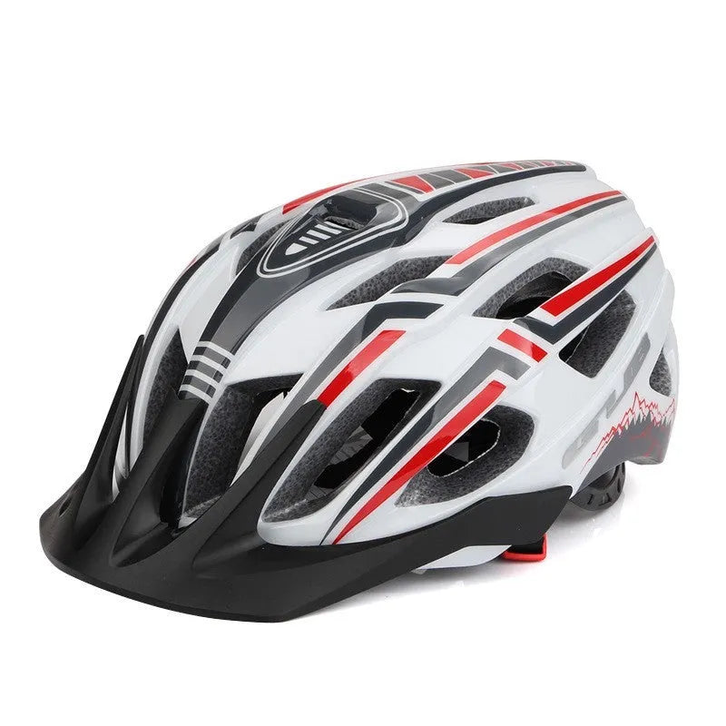 Mountain bike helmet with PC+EPS construction, USB tail light, 19 holes, adjustable 56-59CM fit, red colour