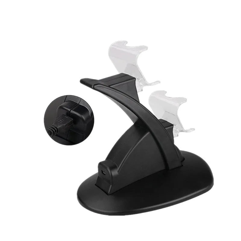 Black dual charging stand for Xbox One controllers with two charging slots