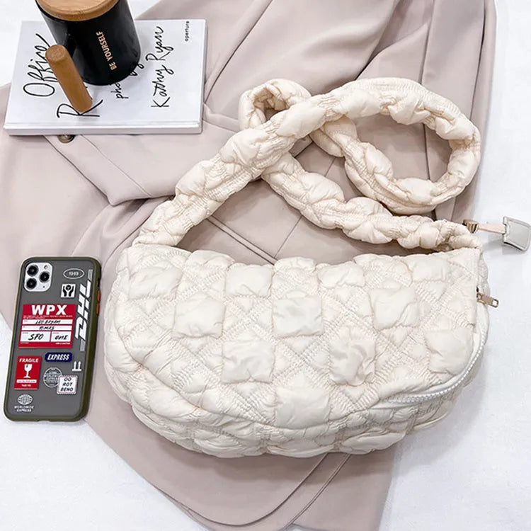 Women's nylon underarm bag with adjustable shoulder strap in solid colour options