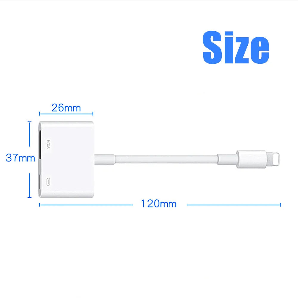 White Lightning to HDMI adapter cable with HDMI 2.0 and same-screen display for iPod, monitor and television use
