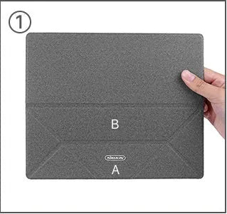 Blue foldable laptop cooling bracket with anti-slip surface and ergonomic design