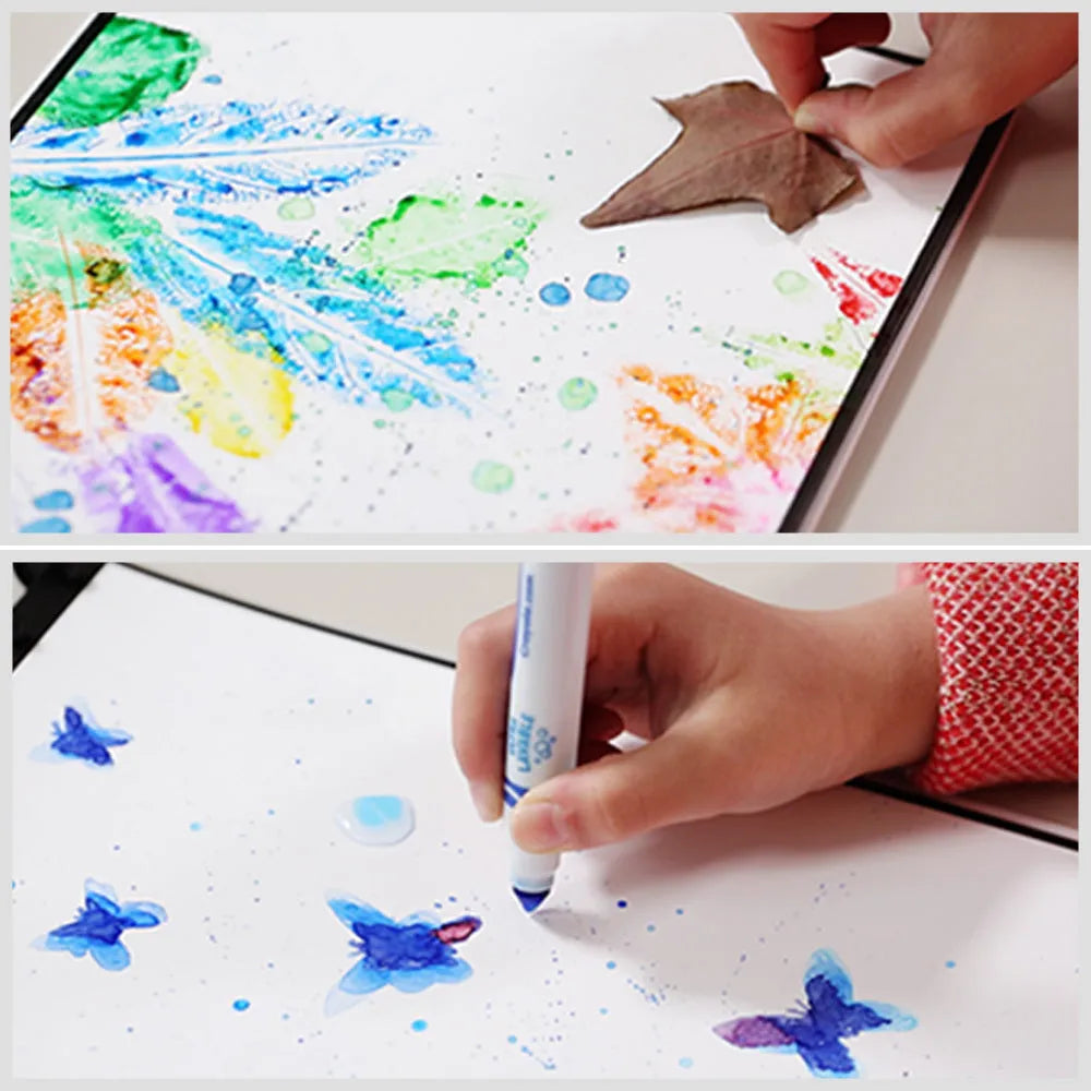 Children's A4 drawing book with PP cover, 15 pages, in orange colour, laid open on a desk