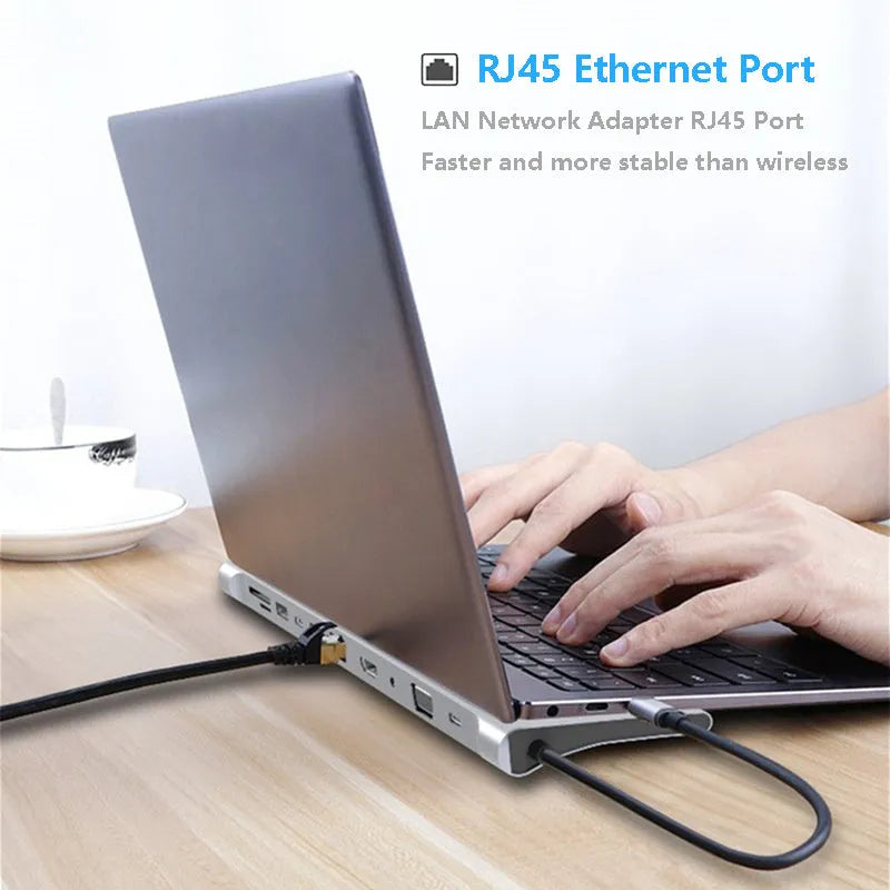 11-in-1 multifunctional laptop docking station hub expansion dock with eleven interfaces and Photo Color option