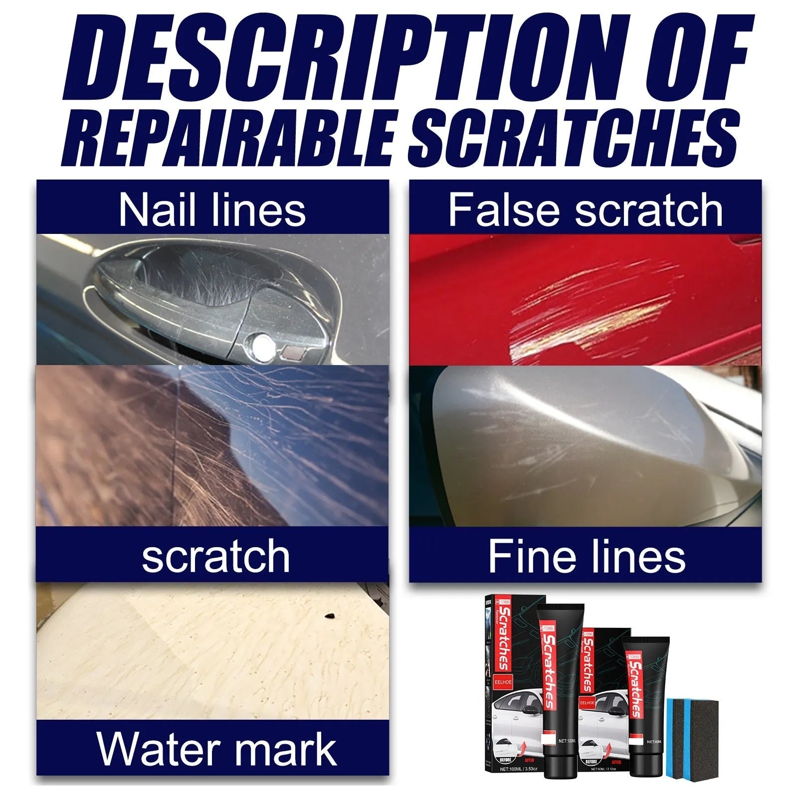 Automotive scratch repair cream bottle in 60ml size for car paint scratches