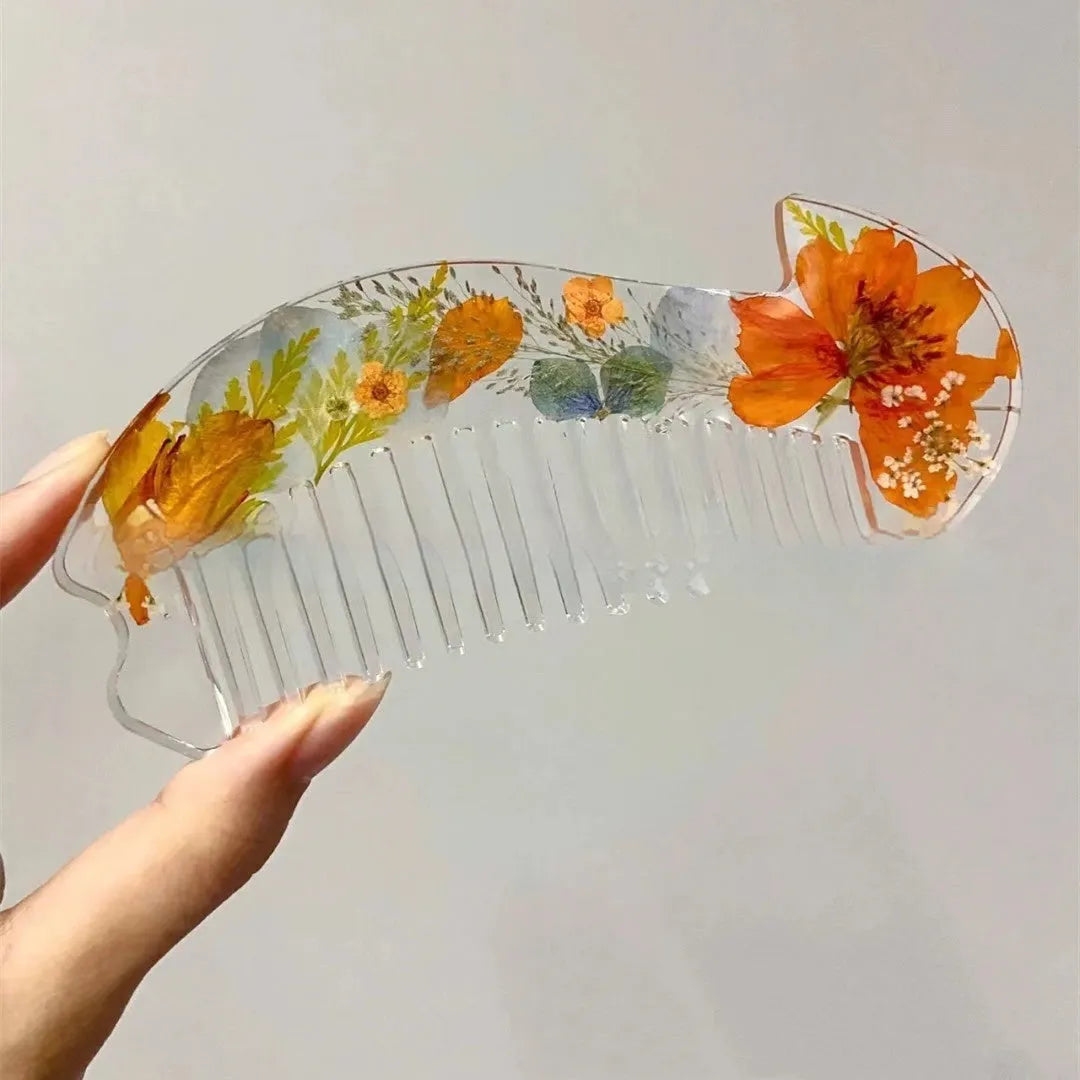 Crystal glue glossy resin comb in compact size under 10cm length