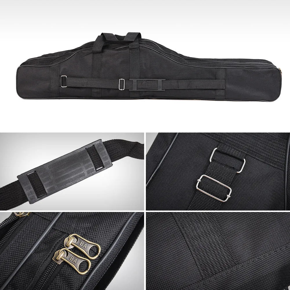 LEO foldable pot belly fishing rod bag in 420D Oxford cloth, 1.5m length, army green colour