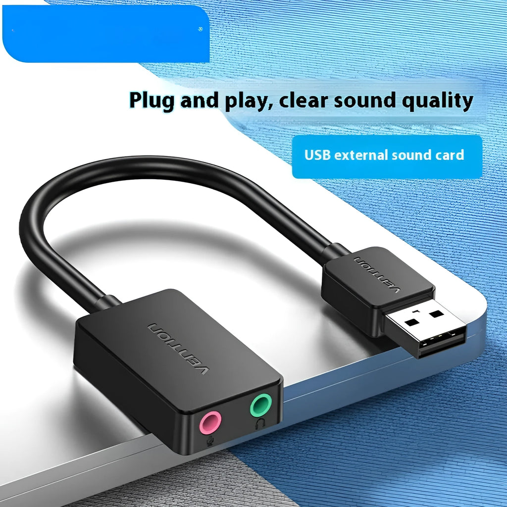 USB external sound card aluminium case silver white double hole configuration