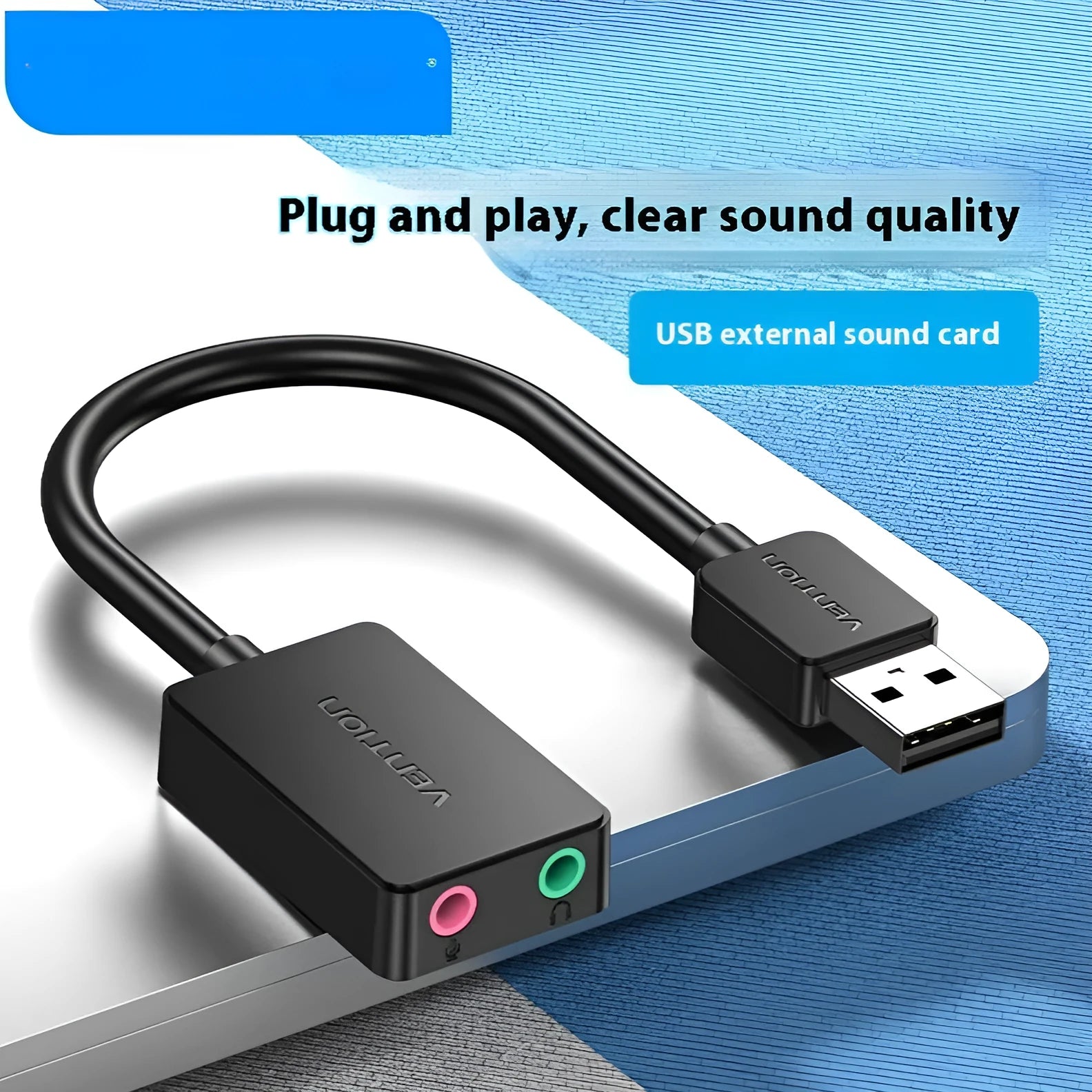 USB external sound card aluminium case silver white double hole configuration