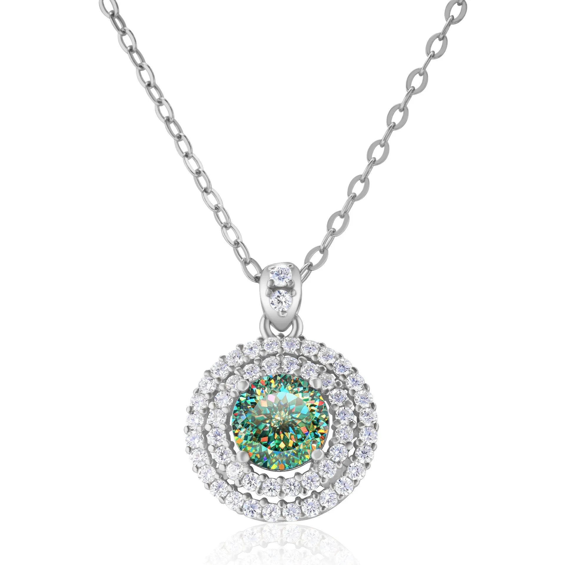 Sterling silver necklace with 1 karat golden yellow inlaid gem pendant