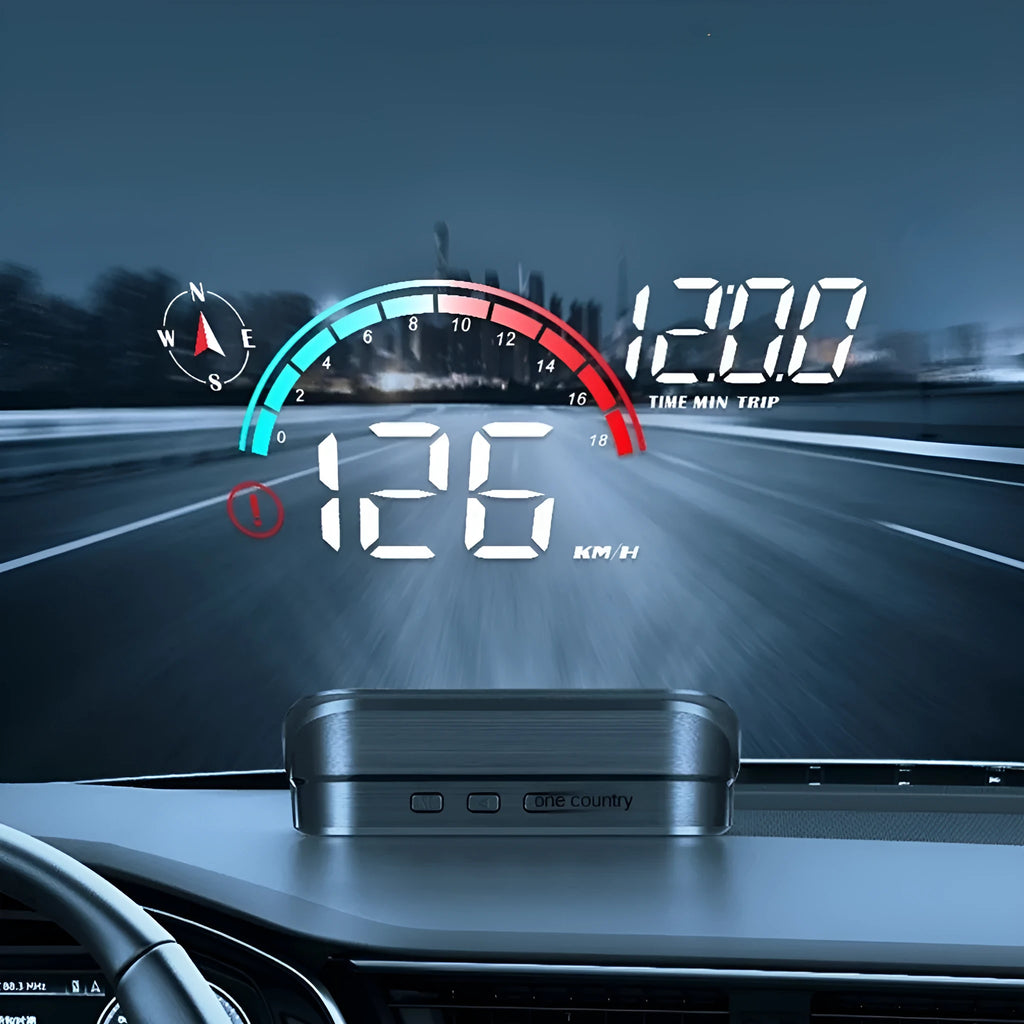 Black car head-up display projector unit with USB connection for GPS and E-dog functionality