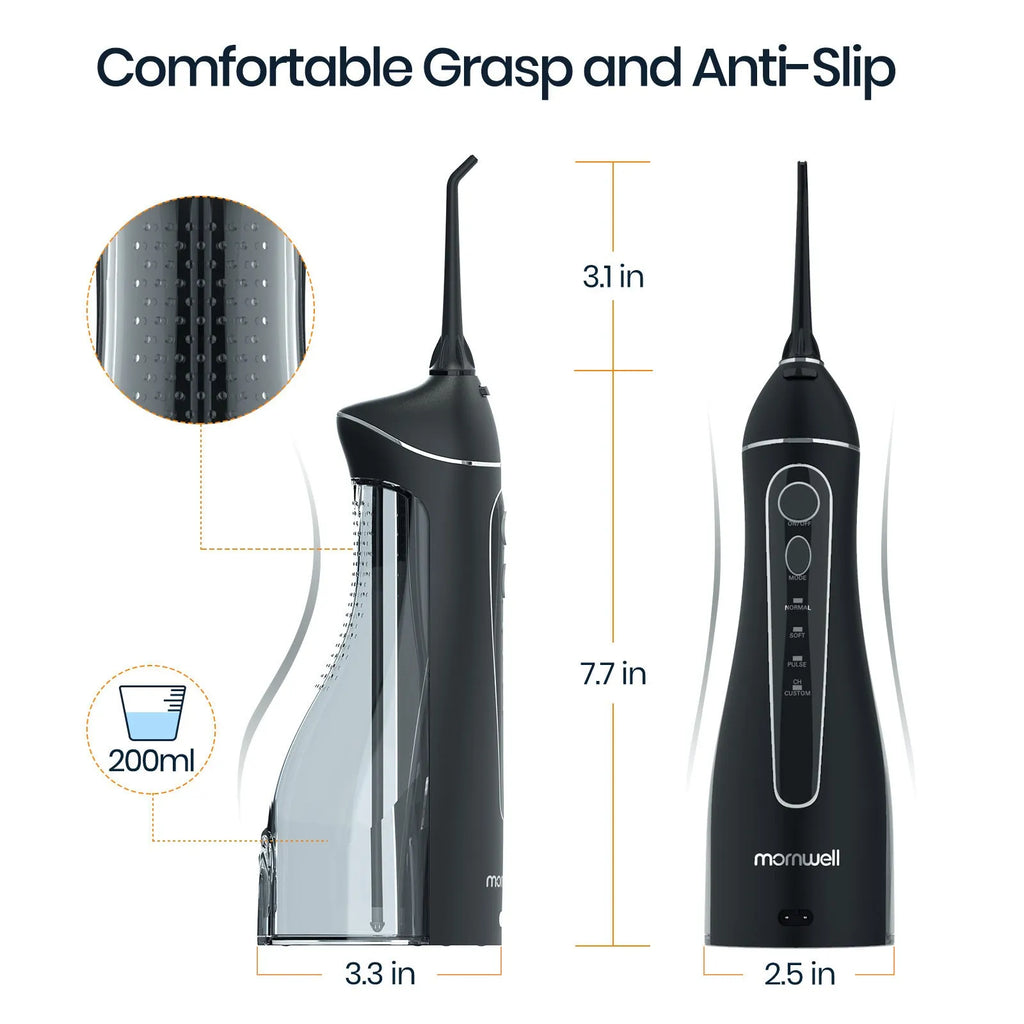 Black Prooral portable oral irrigator electric water flosser for adult home dental care