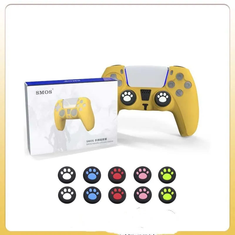 Silicone gaming controller sleeve with rocker caps in green, yellow, pink, black, white, blue and red, 35g
