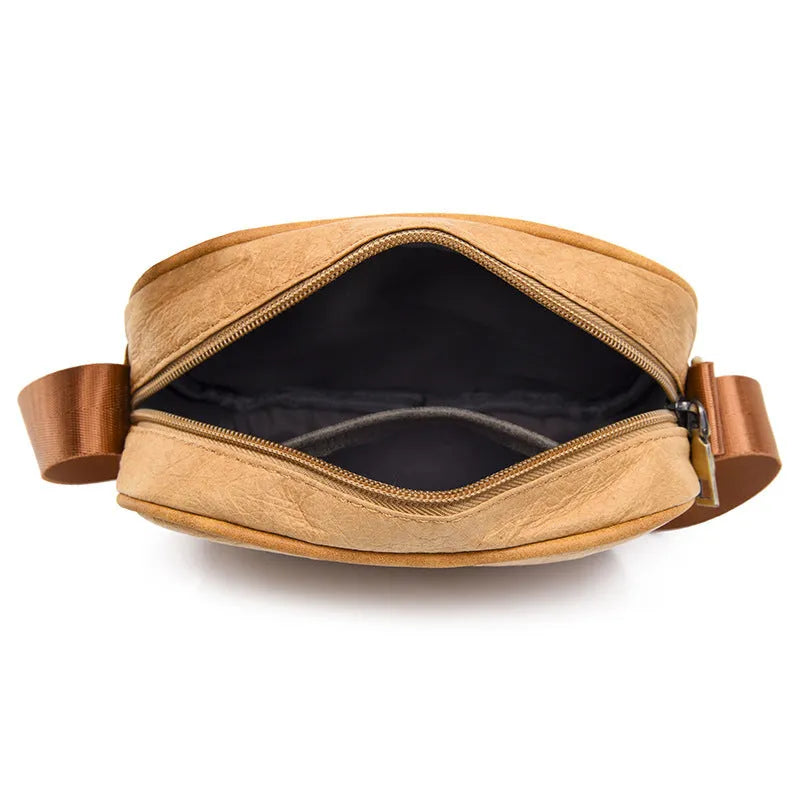 Men's retro style crossbody bag in waterproof paper material with crossbody strap