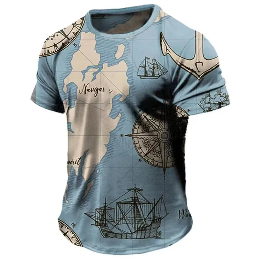 Men's loose fit short sleeve round neck T-shirt with letter print in street fashion style