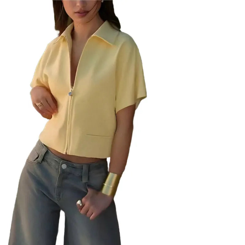Loose fitting short sleeve casual top in polyester, shown in black colour.