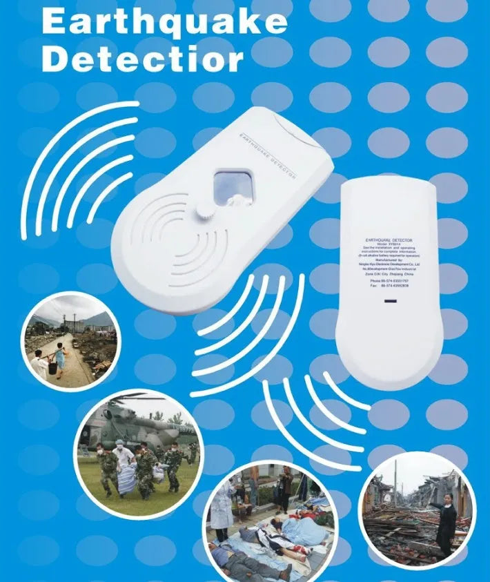 L2000 earthquake alarm detector, a small standalone seismic warning device requiring a 9-volt battery.