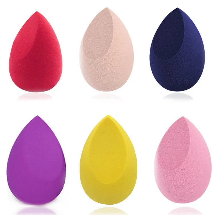 Set of 10 colourful non-latex makeup sponges in pear, bevel, drop, and peach heart shapes