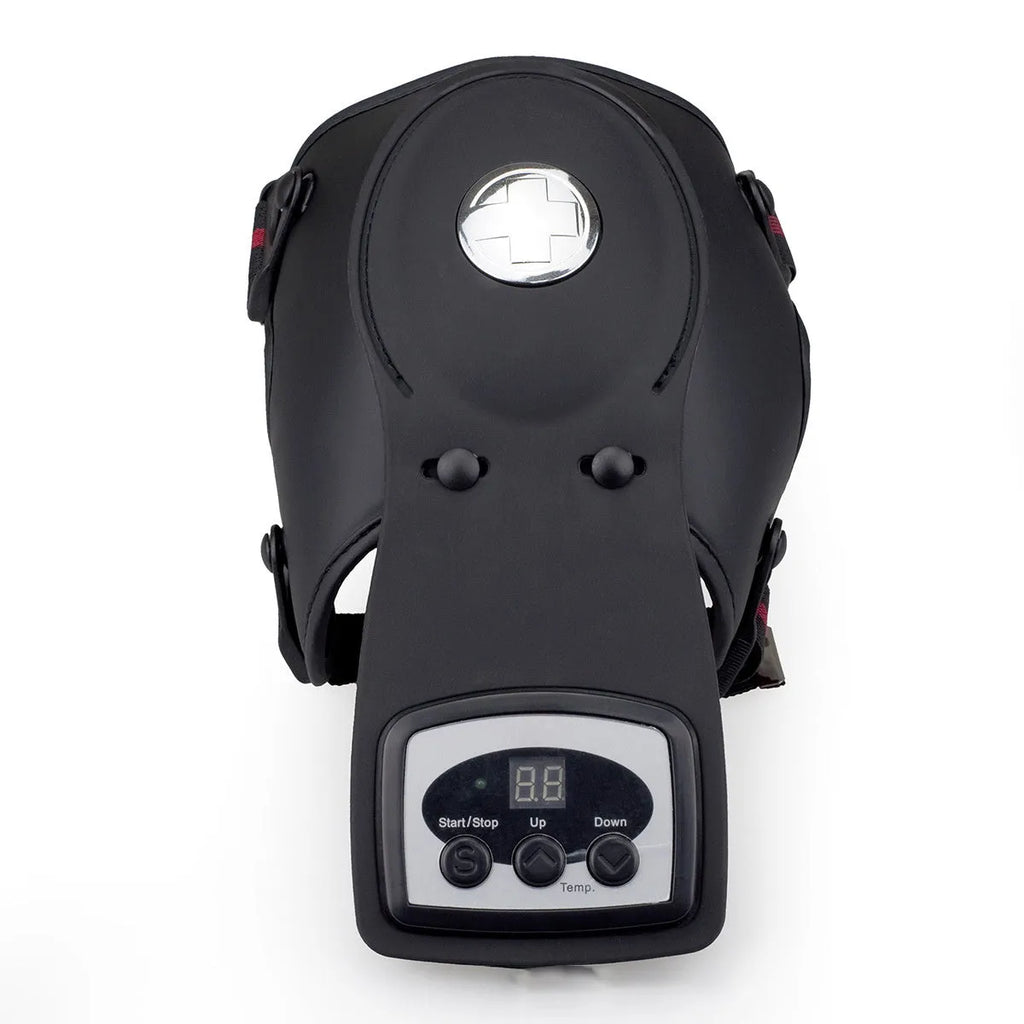Knee massager unit with infrared heat function, knee pads, shoulder pads and international power adapters