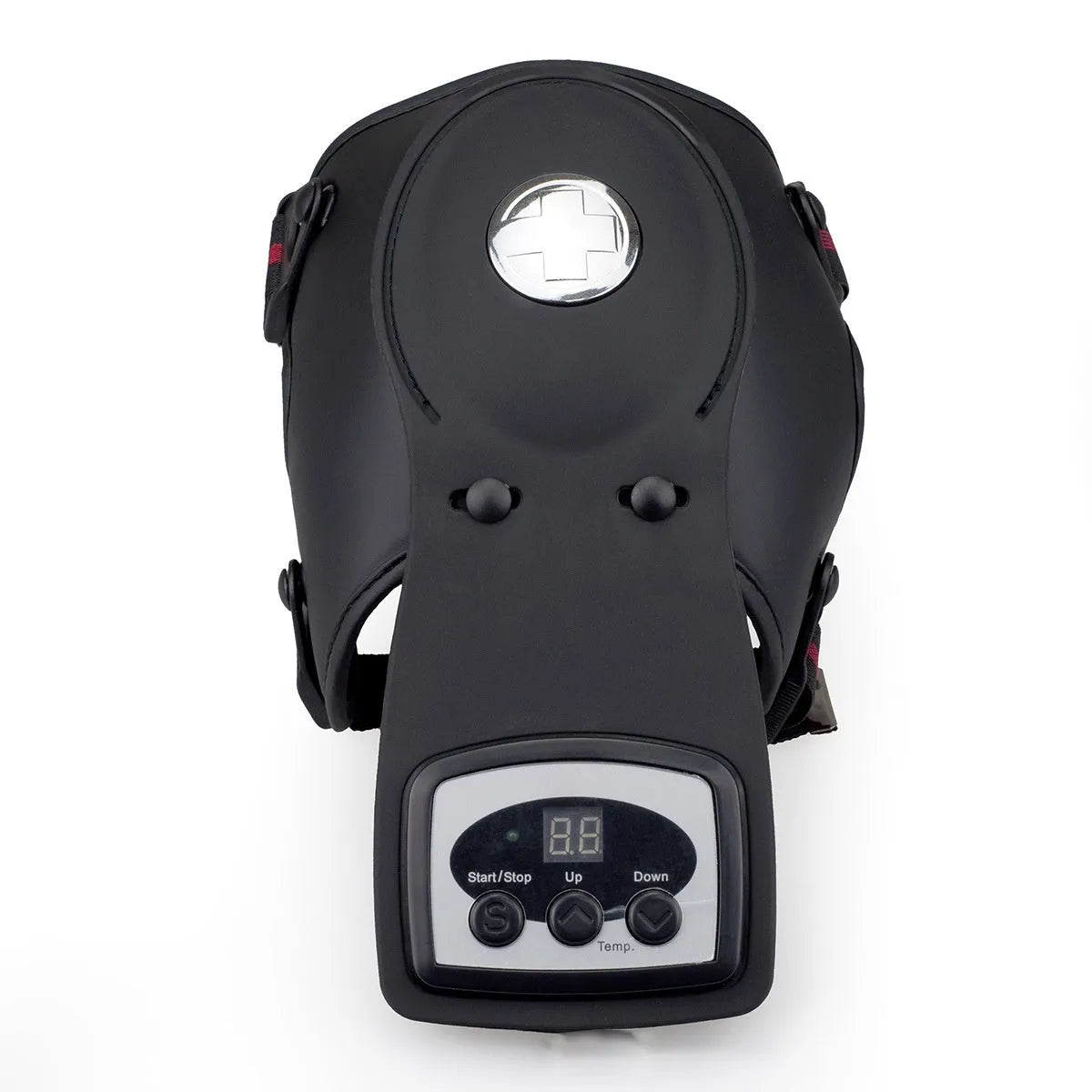 Knee massager unit with infrared heat function, knee pads, shoulder pads and international power adapters