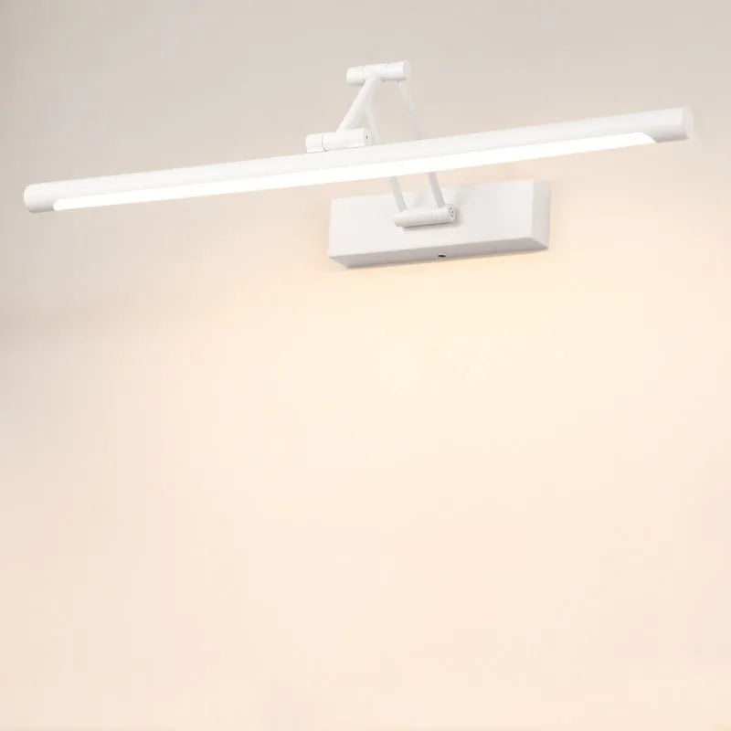 Modern sand black LED strip lamp mounted above a bathroom mirror