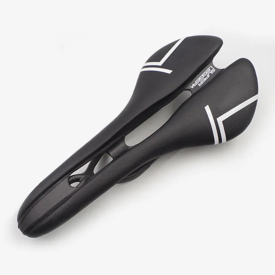 Carbon fibre bicycle saddle 278x130mm approximately 114g with central cutout, Microfeel cover, Black White or White