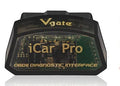 Vgate iCar Pro WiFi OBD2 adapter in black, plugged into car OBD2 port for diagnostics