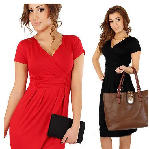 Pregnant women's stretch dress in acrylic knit, available in red, for maternity wear