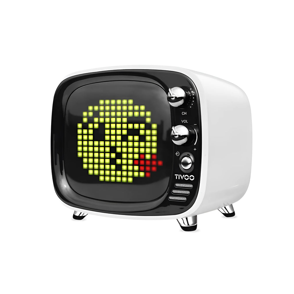 Portable Bluetooth speaker with alarm clock functions in black, blue, green, pink, red, or white colours