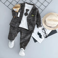 Children's three-piece cotton suit set in coffee colour for formal spring wear