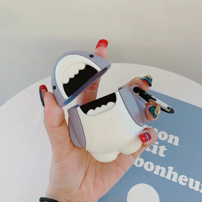 Silicone shark fin covers for AirPods 1 and 2 with personalised female accessory patterns