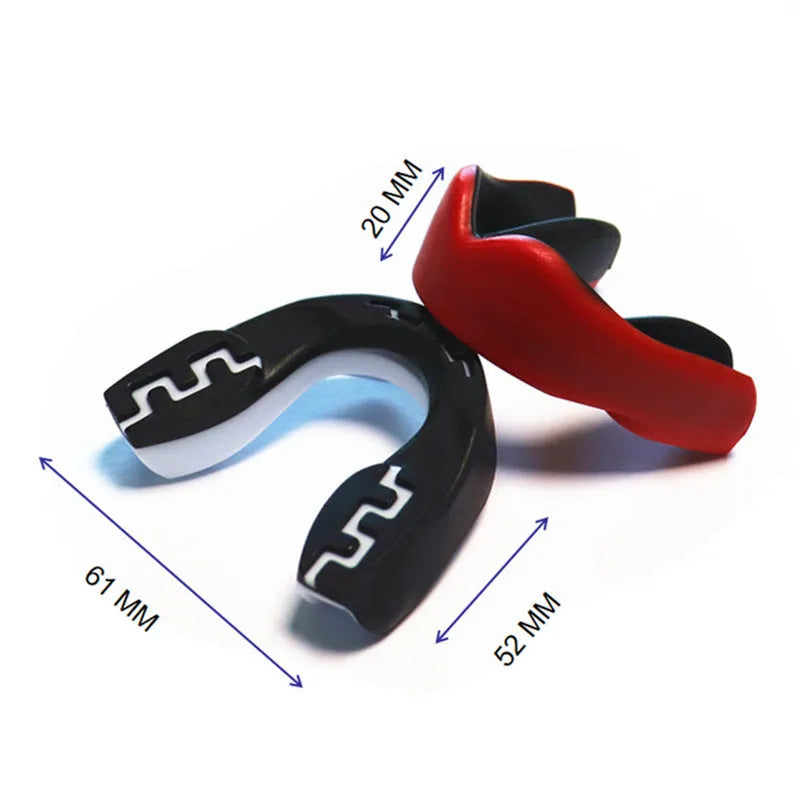 Adult boxing mouthguard with tooth socket design in black and white printed teeth colour