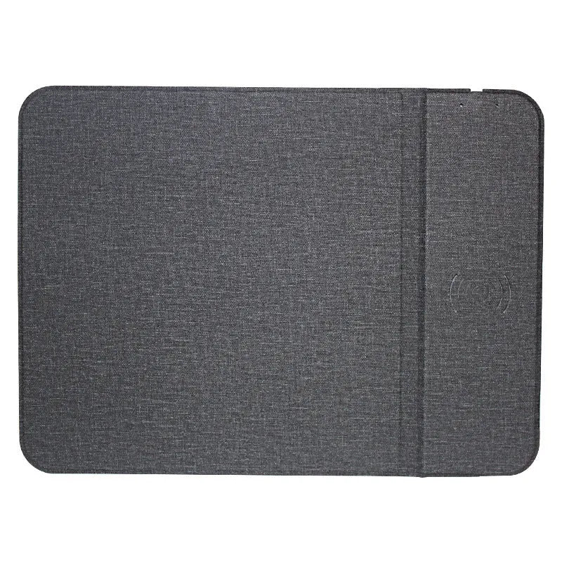 A foldable soft fabric phone holder for Qi wireless charging.