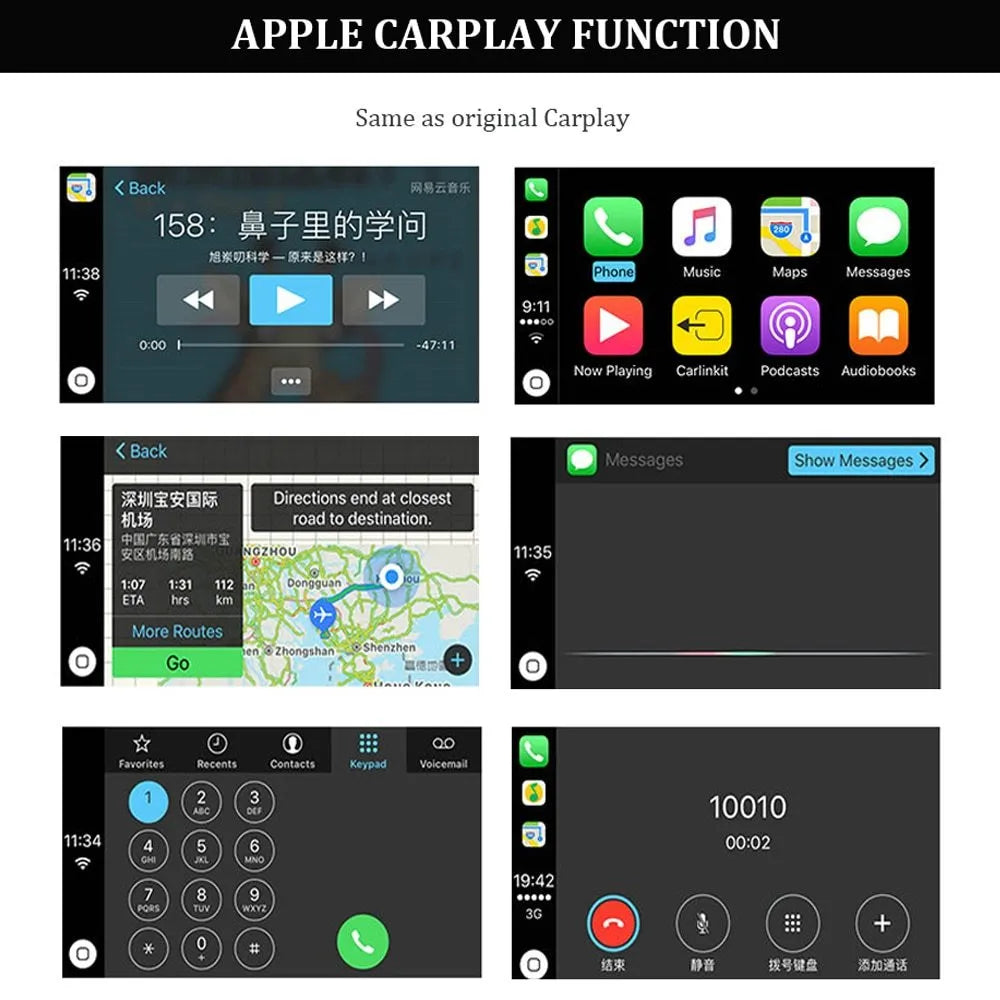Black Wireless CarPlay USB dongle for connecting iPhone to car navigation screens with voice command